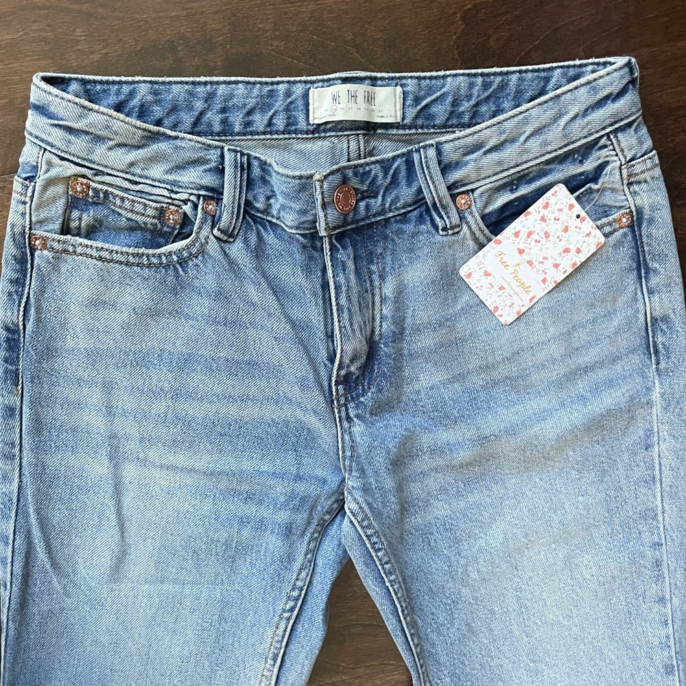 Free People Wide Leg Fringe Hem Jeans - Picture 3 of 8